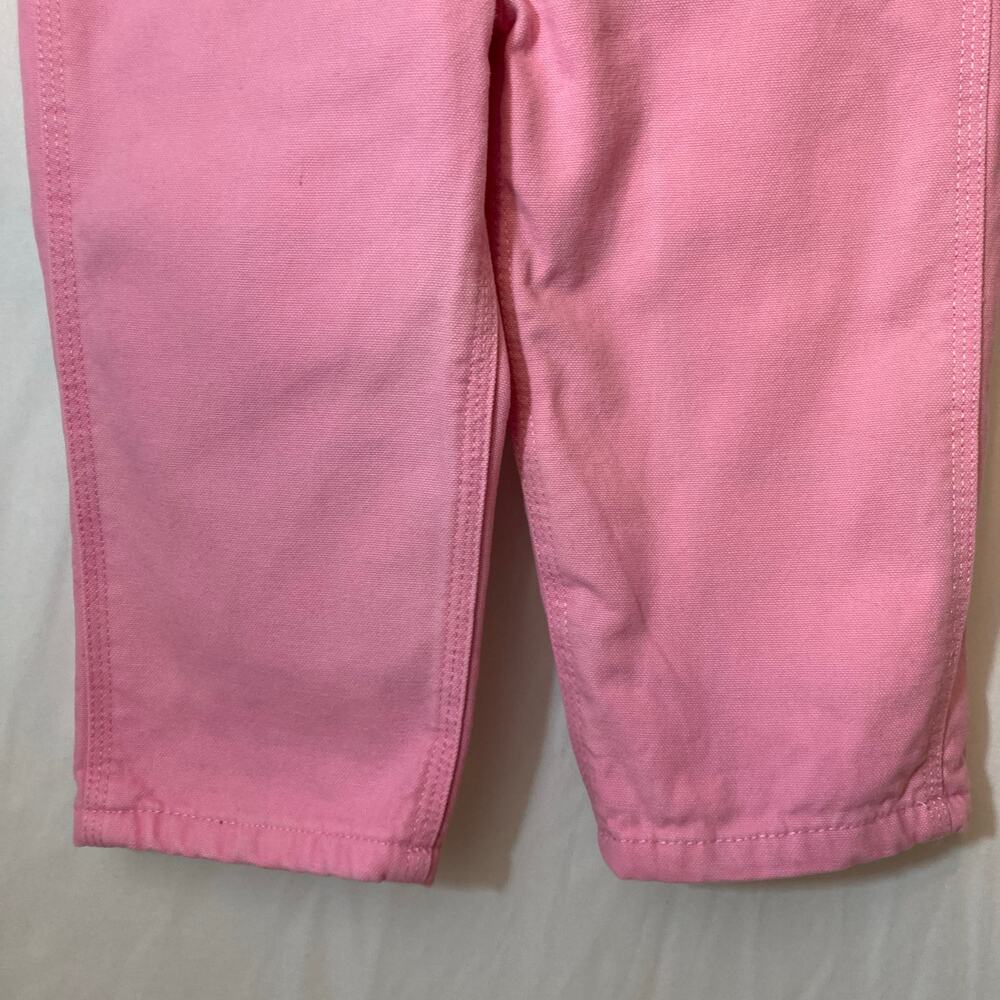 Carhartt Toddler Girls Pink Lemonade Plaid Flannel Lined Canvas Bib Overalls - Picture 6 of 12